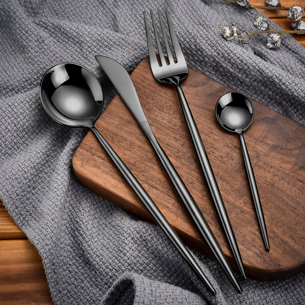Luxury Matte Black Silverware Set, 20-Piece 18/8 Stainless Steel Flatware  Sets for 4, Silverware Flatware Set for Home, Kitchen and Restaurant