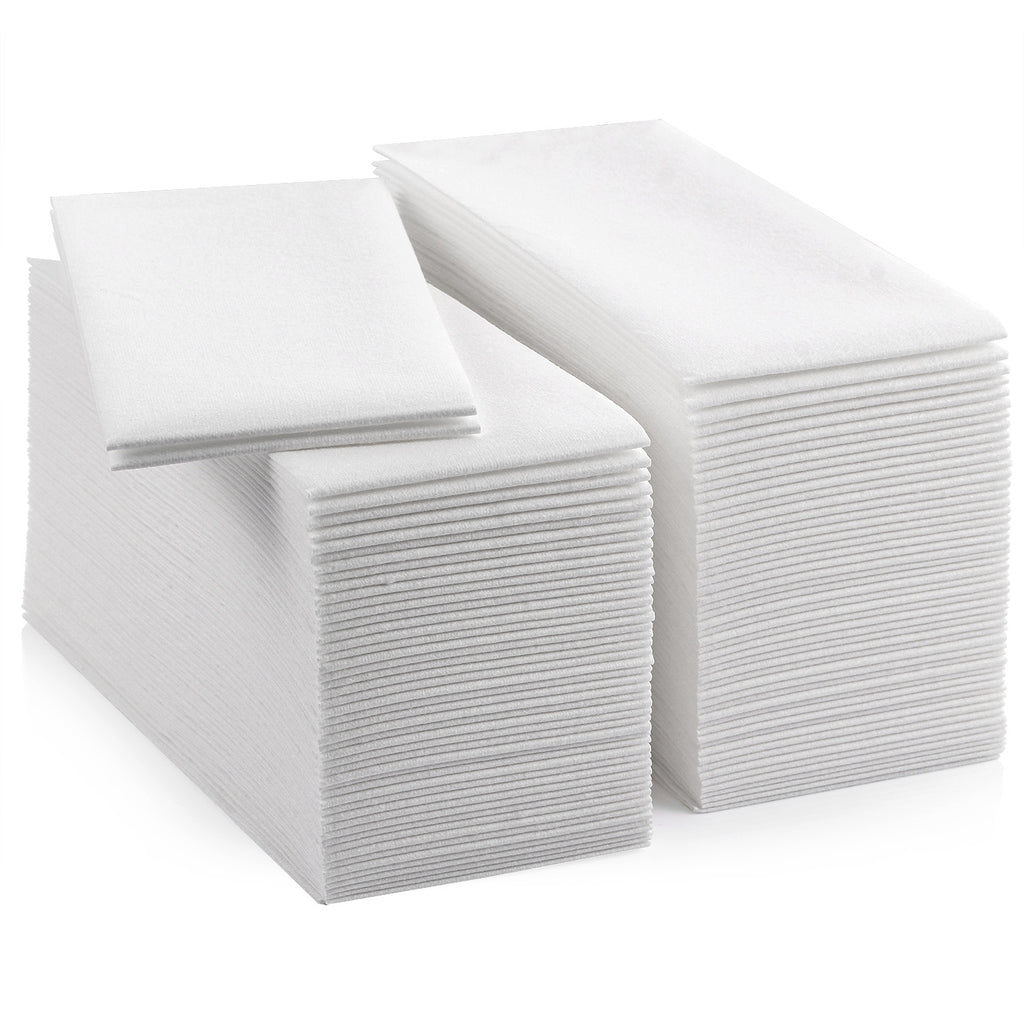 Chefland Linen Feel Disposable Guest Towels - Cloth Like White Paper Hand Napkins 200 Pack - Highly Absorbent, Soft Fancy Guest Hand Towels for